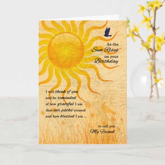 for Friend Sentimental Sun Rise誕生日 カード (黄色い花)