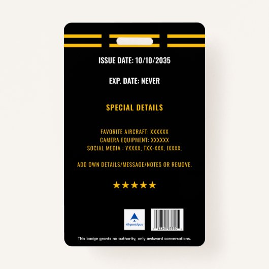 For Fun Planespotter Badge バッジ (裏面)