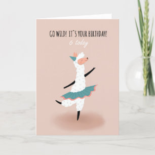 For Girl Cute踊りラマ第6誕生日カード カード