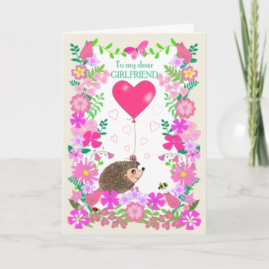 For Girlfriend Valentine with a Cute Hedgehog カード (正面)
