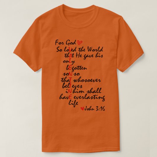 For God So Loved The World Bible Verse Valentines  Tシャツ (デザイン正面)