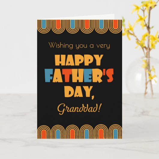 For Granddad Father's Day Decoスタイルon Black カード (黄色い花)