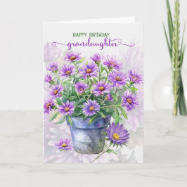 for Granddaughter Purple Asters September Birthday カード