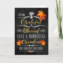 for Grandson Thanksgiving Blessings Chalkboard シーズンカード