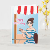 For Her Anime Cafeお誕生日ケーキ カード (黄色い花)