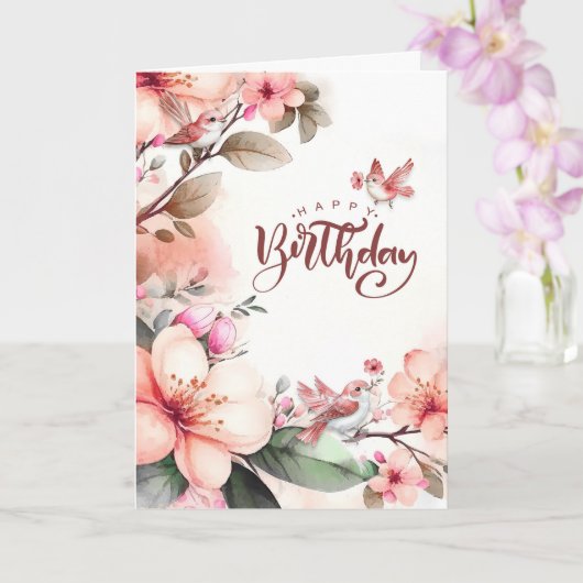 for Her Birthday Botanical with Peach Magnolias カード (蘭)