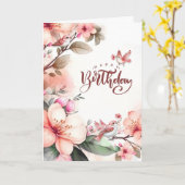 for Her Birthday Botanical with Peach Magnolias カード (黄色い花)