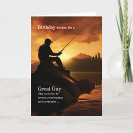for Him on his Birthday Fishing Fisherman Sunrise  カード