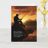 for Him on his Birthday Fishing Fisherman Sunrise カード (黄色い花)