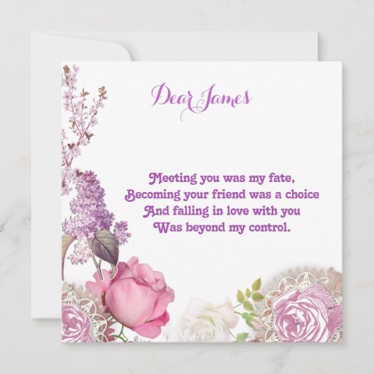 For Him Sweetheart Valentinesヴィンテージバラカスタム シーズンカード (正面)