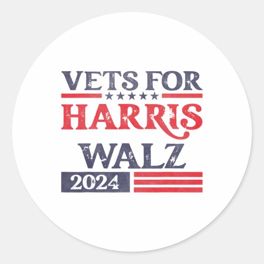 For Kamala Harris Tim Walz退役軍人For Harris ラウンドシール (正面)