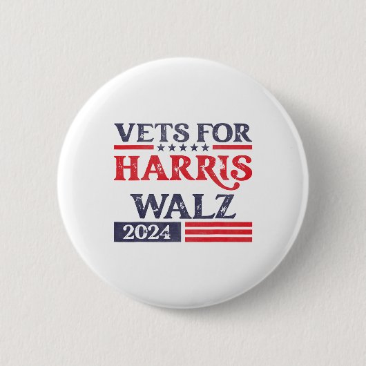 For Kamala Harris Tim Walz退役軍人For Harris 缶バッジ (正面)