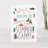 for Kids Funny Summer Camp Orange Green and Brown カード (正面)