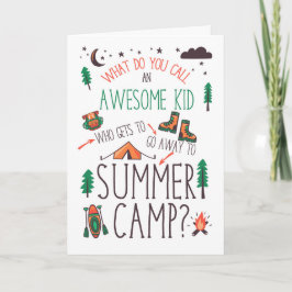 for Kids Funny Summer Camp Orange Green and Brown カード