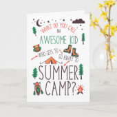 for Kids Funny Summer Camp Orange Green and Brown カード (黄色い花)