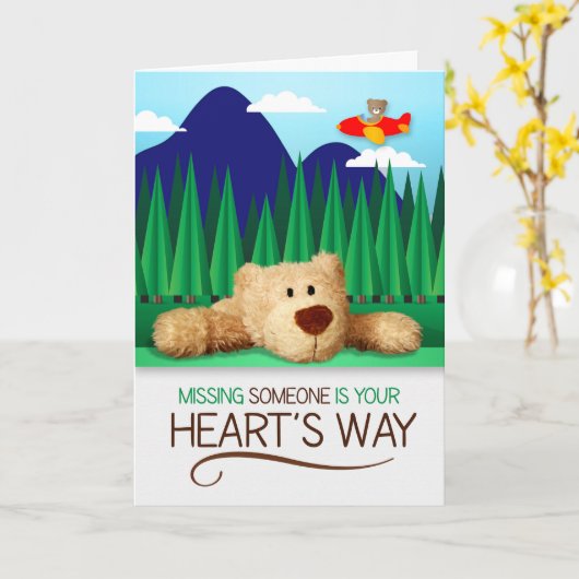 for Kids Sympathy Teddy Bear with Airplane カード (黄色い花)