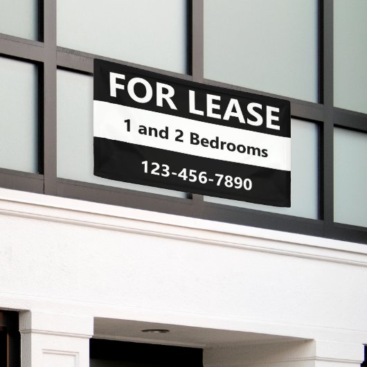 For Lease Black and White Apartment Leasing 横断幕 (ビルの外側)