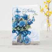 for Life Partner Birthday Vase of Blue Roses カード (黄色い花)