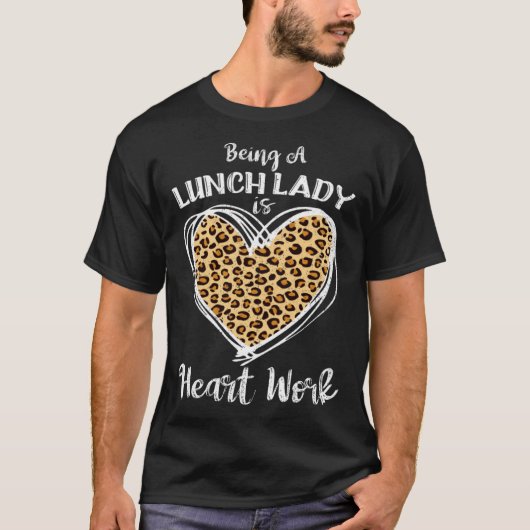For Lunch Lady Heart Work Leopard Plaid Tシャツ (正面)