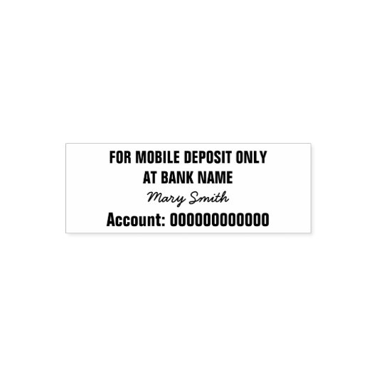 For Mobile Deposit Only署名名銀行口座 セルフインキングスタンプ (デザイン)