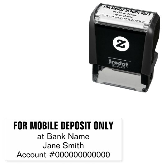 For Mobile Deposit Only銀行名および口座番号 セルフインキングスタンプ (インサイチュ)