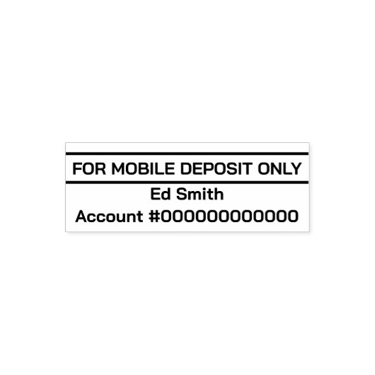 For Mobile Deposit Only Name銀行口座番号 セルフインキングスタンプ (デザイン)