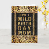 for Mom WILD誕生日チーターアニマルプリント カード (黄色い花)