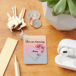 For Mum Pink Floral Gold Heart Mother's day  キーホルダー