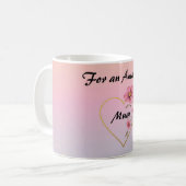 For Mum Pink Floral Gold Heart Mother's day コーヒーマグカップ (正面左)