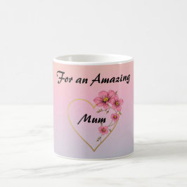 For Mum Pink Floral Gold Heart Mother's day  コーヒーマグカップ
