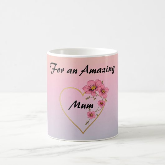 For Mum Pink Floral Gold Heart Mother's day コーヒーマグカップ (中央)