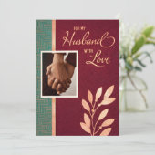 For My Husband With Love | Elegant Burgundy Gift シーズンカード (スタンド正面)