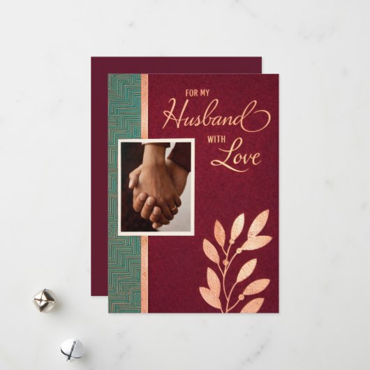 For My Husband With Love | Elegant Burgundy Gift シーズンカード (正面/裏面インサイチュ)