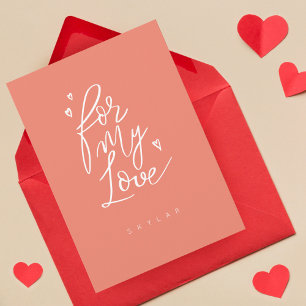 For My Love Coral モダン Writhl Valentine シーズンカード