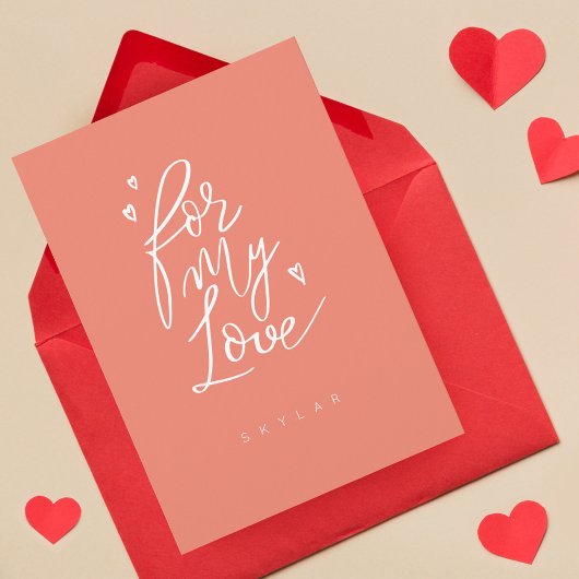 For My Love Coral モダン Writhl Valentine シーズンカード