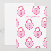 For My Valentine — Pink Heart Lock Pattern シーズンカード (正面/裏面)