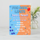 For Real Life Blue and Orange Puppy Paw Birthday 招待状 (スタンド正面)