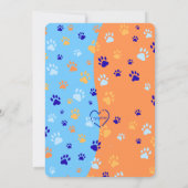 For Real Life Blue and Orange Puppy Paw Birthday 招待状 (裏面)
