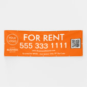 For Rent モダン Orange Large NumbersロゴQRコード 横断幕 (横)