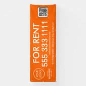For Rent モダン Orange Large NumbersロゴQRコード 横断幕 (縦)