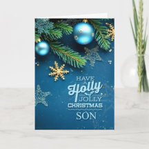 for Son Blue Holly Jolly Christmas Ornament
