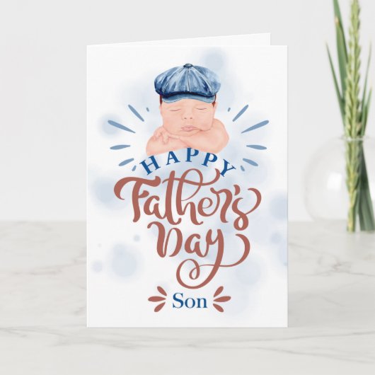 for Son on Father's Dayかわいい男の赤ちゃん シーズンカード (正面)