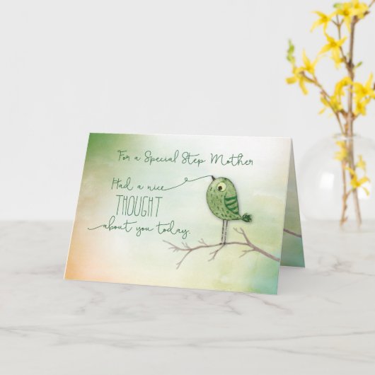 For Special Step Mother Bird on Branch カード (黄色い花)