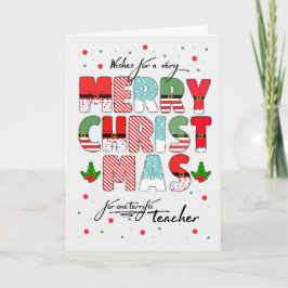 for Teacher Merry Christmas Decorated Lettering シーズンカード