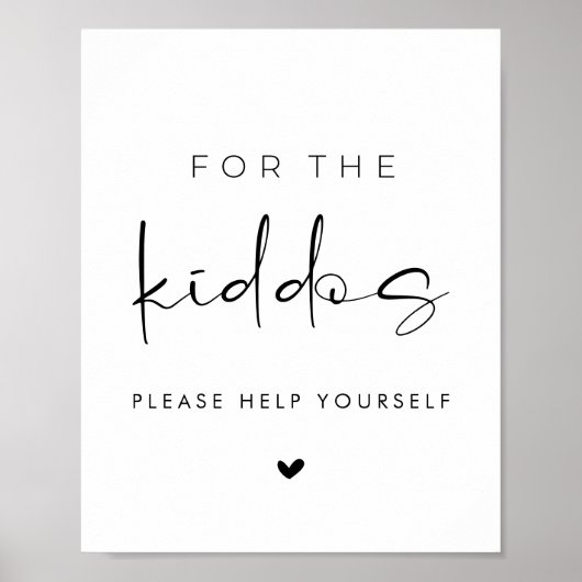 For the Kiddos Modern Wedding Kids Table Sign ポスター (正面)