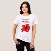 FOR THE LOVE OF RED HISBISCUS FLORAL WOMEN'S WHITE トライブレンドTシャツ (正面全面)