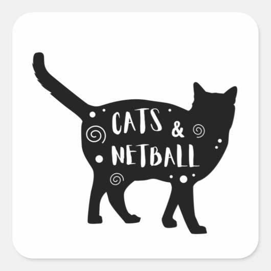 For the person who loves cats AND netball スクエアシール (正面)