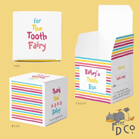 "For the Tooth Fairy"おもしろいストライプの歯箱 フェイバーボックス