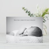 For This Child We Have Prayed  Baby Shower サンキューカード (スタンド正面)