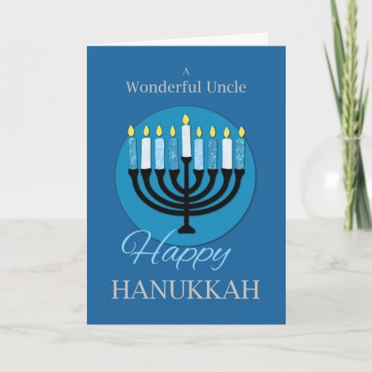 For Uncle Hanukkah（ユダヤ教）メノラーon Dark Blue カード (正面)